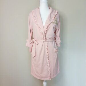 Juicy Couture Ruffled Embroidered Crest Bath Robe Size Large